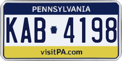 PA license plate KAB4198
