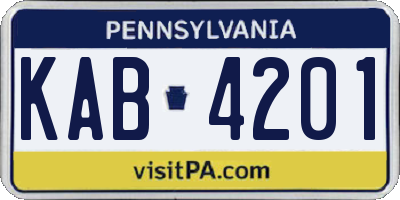 PA license plate KAB4201