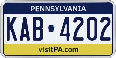 PA license plate KAB4202