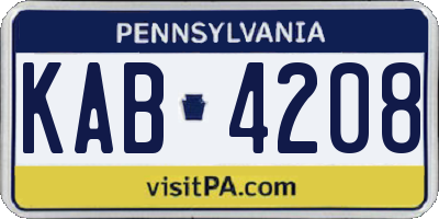 PA license plate KAB4208