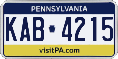 PA license plate KAB4215