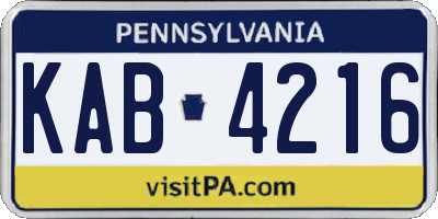 PA license plate KAB4216