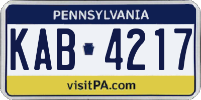 PA license plate KAB4217