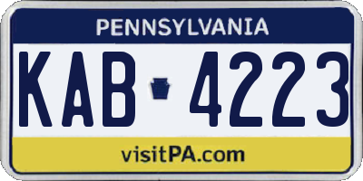 PA license plate KAB4223