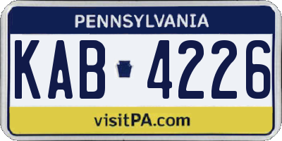 PA license plate KAB4226
