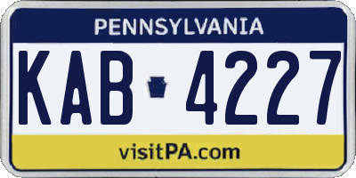 PA license plate KAB4227
