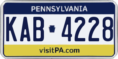 PA license plate KAB4228