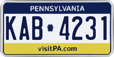 PA license plate KAB4231