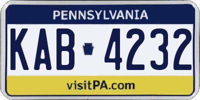 PA license plate KAB4232
