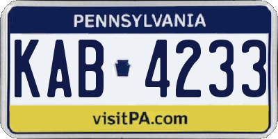 PA license plate KAB4233