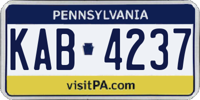 PA license plate KAB4237