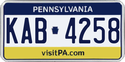 PA license plate KAB4258