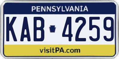 PA license plate KAB4259