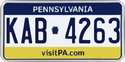 PA license plate KAB4263
