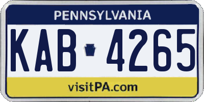 PA license plate KAB4265