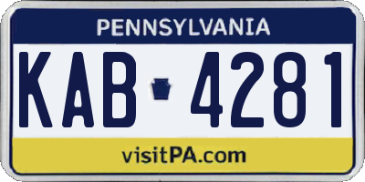 PA license plate KAB4281
