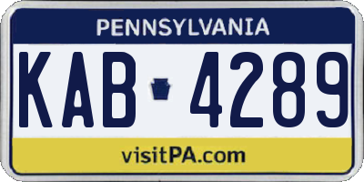 PA license plate KAB4289