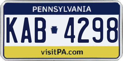 PA license plate KAB4298