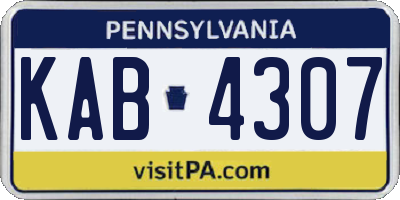 PA license plate KAB4307
