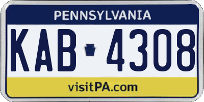 PA license plate KAB4308