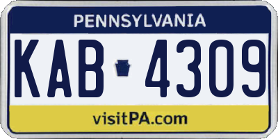 PA license plate KAB4309