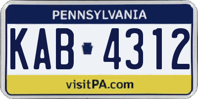 PA license plate KAB4312