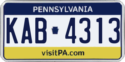 PA license plate KAB4313