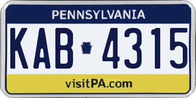 PA license plate KAB4315