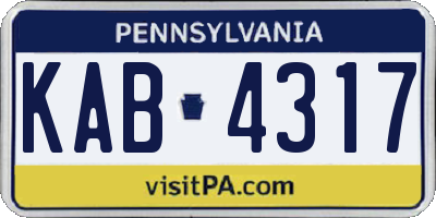 PA license plate KAB4317
