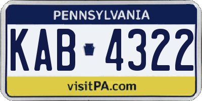 PA license plate KAB4322