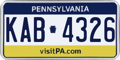 PA license plate KAB4326