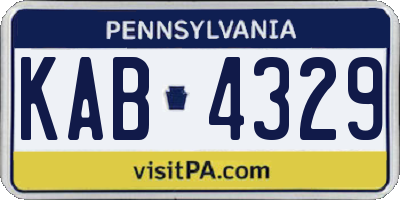 PA license plate KAB4329