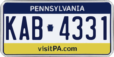 PA license plate KAB4331
