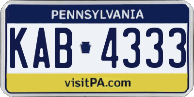 PA license plate KAB4333