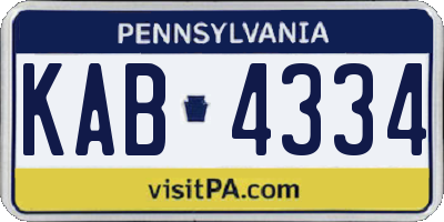 PA license plate KAB4334