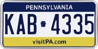 PA license plate KAB4335