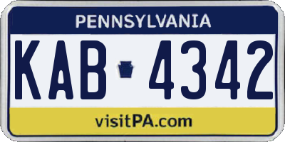 PA license plate KAB4342