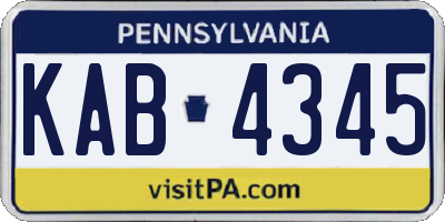 PA license plate KAB4345