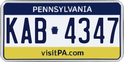 PA license plate KAB4347