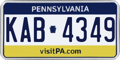 PA license plate KAB4349