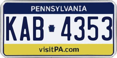 PA license plate KAB4353