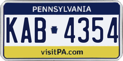 PA license plate KAB4354