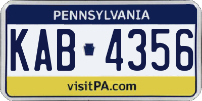PA license plate KAB4356