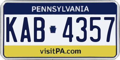 PA license plate KAB4357