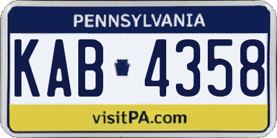 PA license plate KAB4358