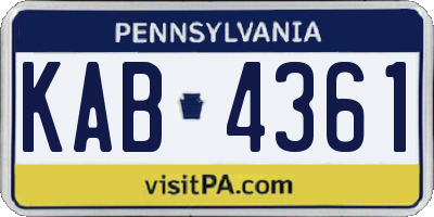 PA license plate KAB4361