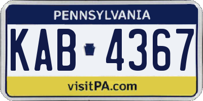 PA license plate KAB4367