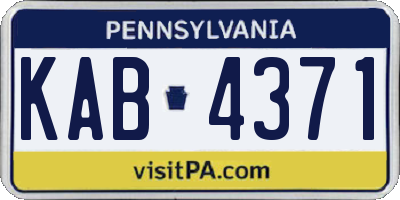 PA license plate KAB4371