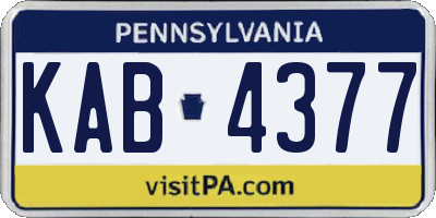 PA license plate KAB4377