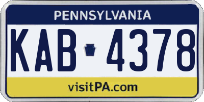 PA license plate KAB4378